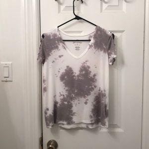 AMERICAN EAGLE White and Purple Tye Dye T-shirt